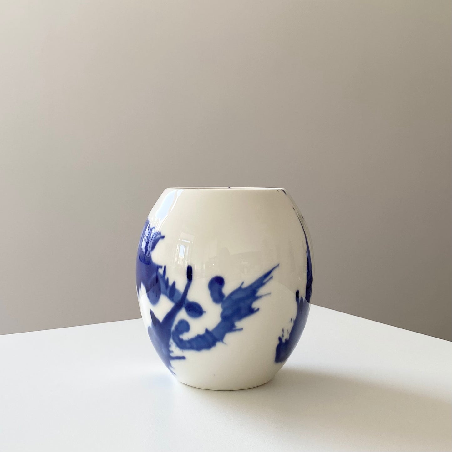 Vase Oval, Transparentglasur & Kobaltoxid