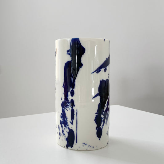 Vase zylindrisch, Transparentglasur & Kobaltoxid